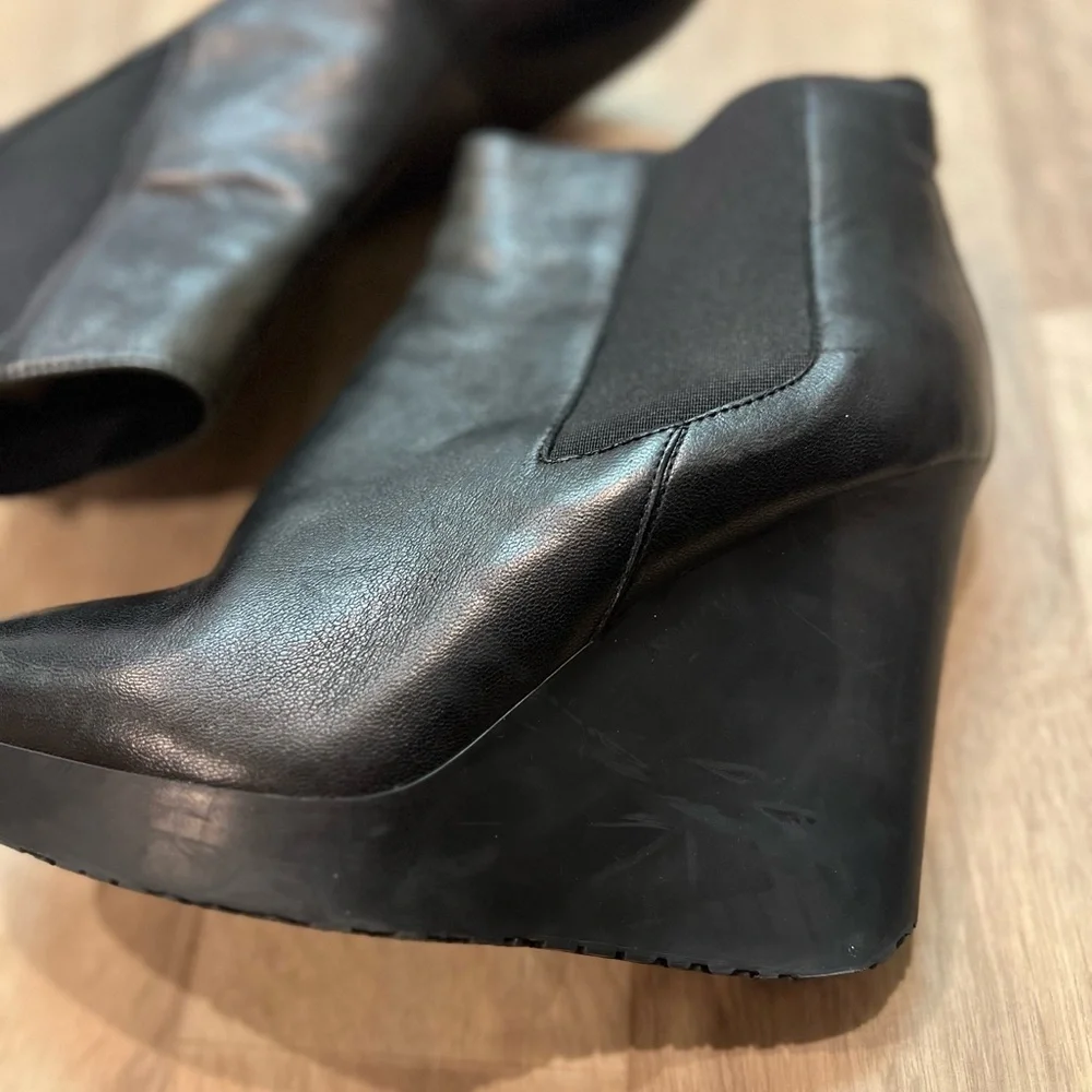 Jimmy Choo Black Leather Platform Wedge Ankle Boots EU 40.5 US 10.5